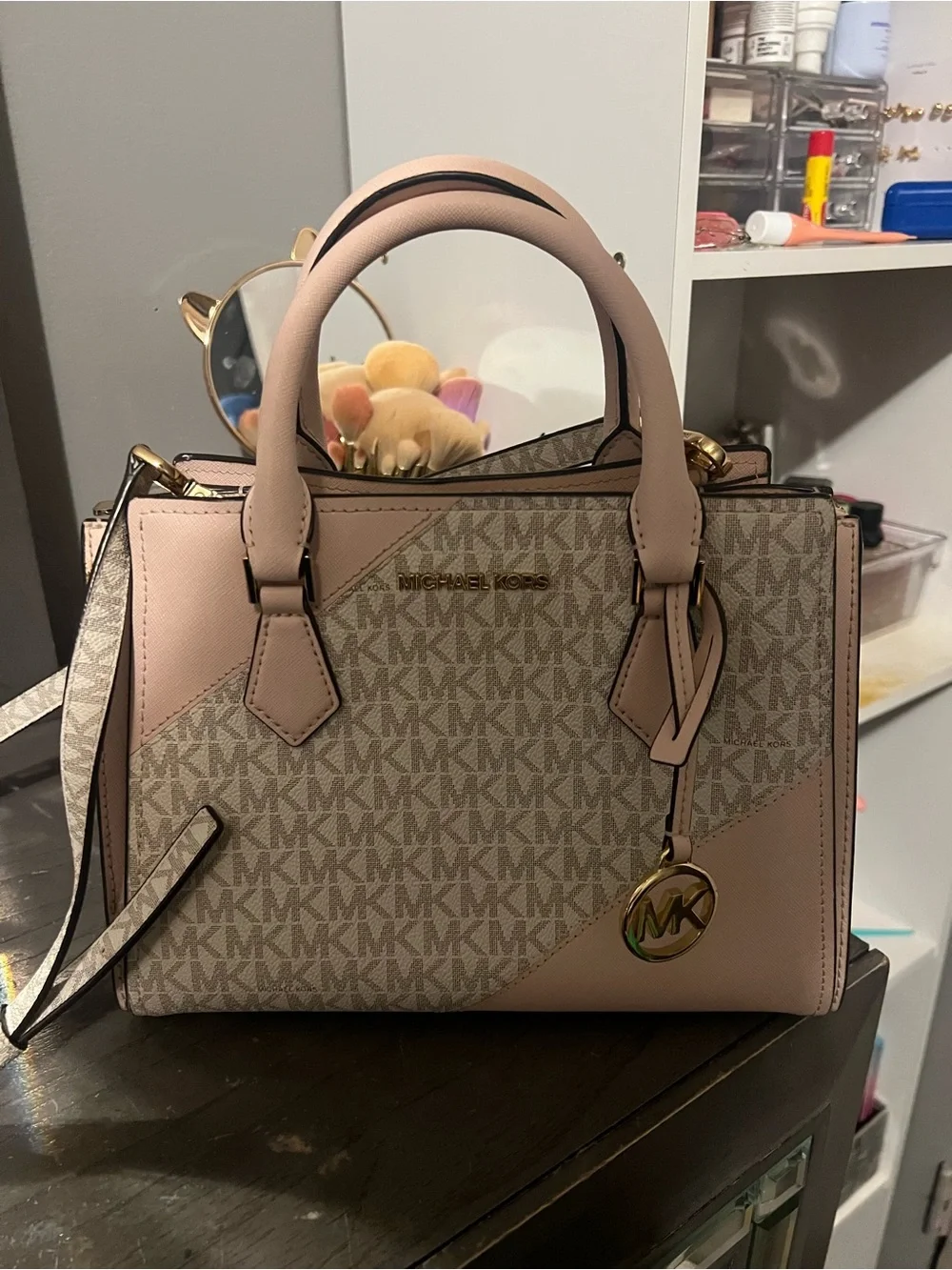 Michael Kors Blush Pink and Signature Logo Satchel